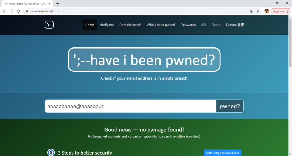 Have i been pwned? Buone notizie