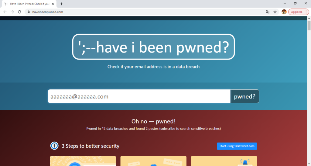 Have i been pwned? Cattive notizie