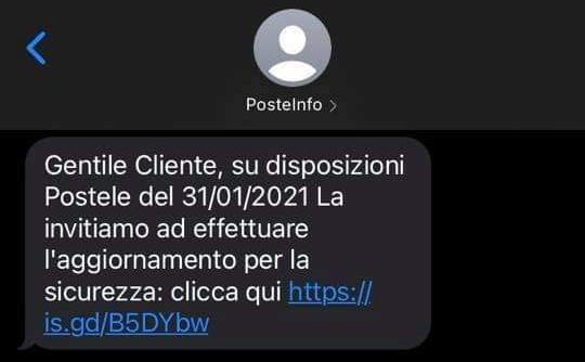 Messaggio di Postele su un fantomatico aggiornamento di sicurezza