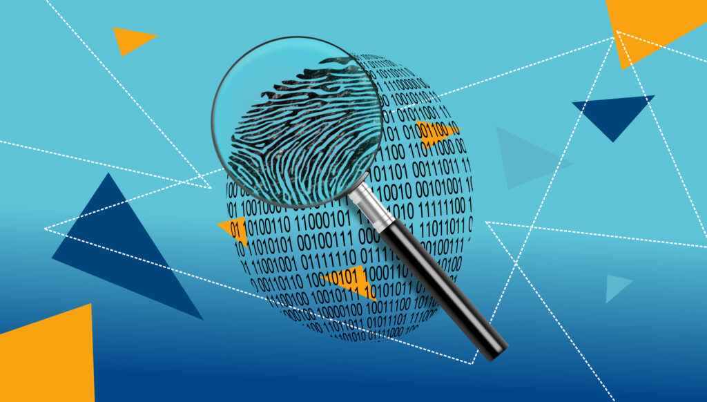 Magnifying Glass Over Digital ID Fingerprint